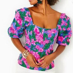 NWOT $138 Lilly Pulitzer Bitsy Stretch Top CERISE PINK Sz 2